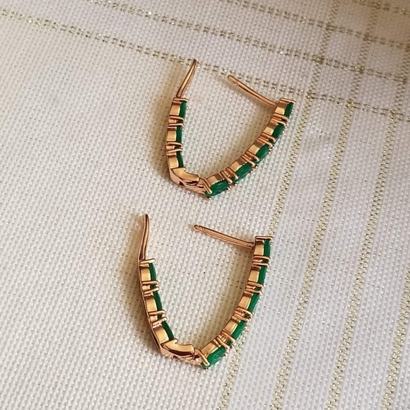 New 14K Gold Filled Emerald Hoop Earrings for Women